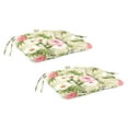 thumbnail image 1 of Jordan Manufacturing 16" x 18" Sophie Raffia Beige Floral Rectangular Outdoor Chair Pad Seat Cushion with Ties and Hanger Loop (2 Pack), 1 of 9