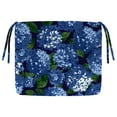 thumbnail image 1 of Jordan Manufacturing 17.5" x 19.75" Hydrangea Midnight Navy Floral Rectangular Outdoor Chair Pad Seat Cushion with Ties and Rounded Corners, 1 of 9