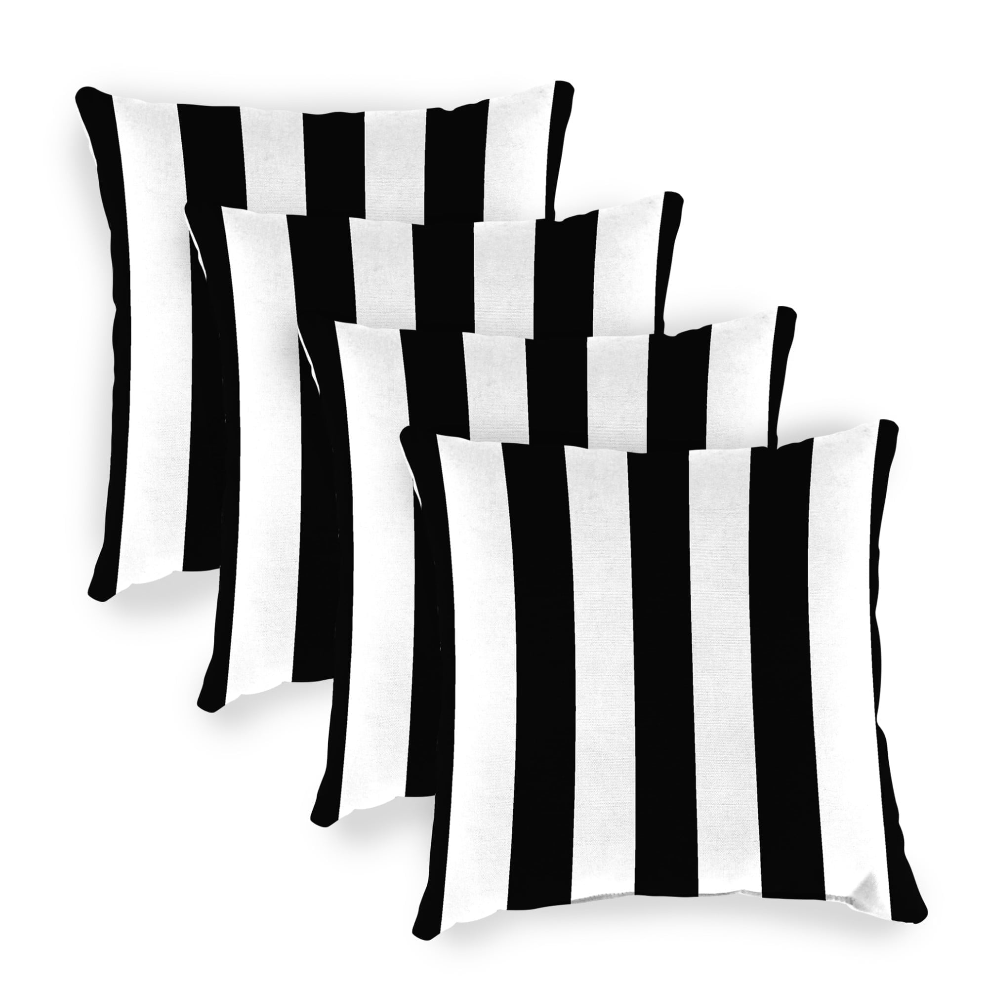 Jordan Manufacturing 17" x 17" Arch Black Stripe Square Outdoor Throw Pillow (4 Pack)