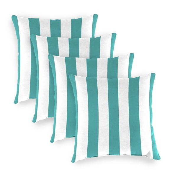 Jordan Manufacturing 17" x 17" Arch Teal Stripe Square Outdoor Throw Pillow (4 Pack)