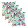 thumbnail image 1 of Jordan Manufacturing 17" x 17" Camryn Vibrant Aqua Floral Square Outdoor Throw Pillow (4 Pack), 1 of 10