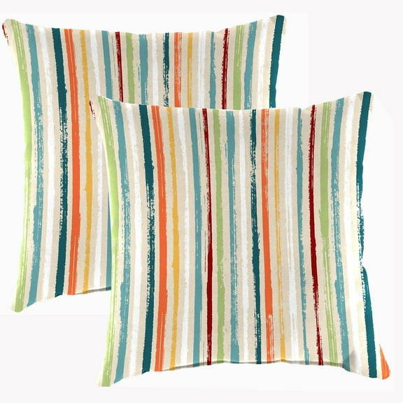 Jordan Manufacturing 17" x 17" Reesa Squash Multicolor Floral Square Outdoor Throw Pillow (2 Pack)