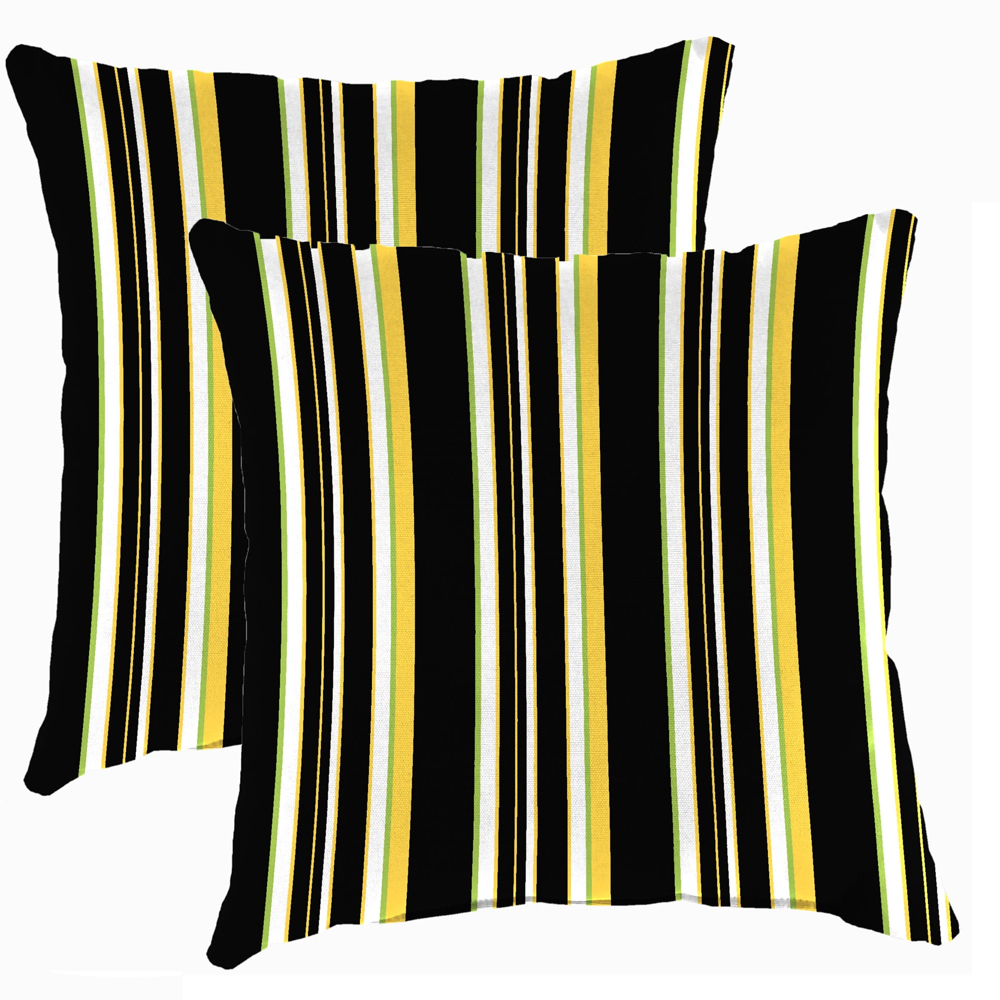 Jordan Manufacturing 17" x 17" Ripley Lemon Yellow Stripe Square Outdoor Throw Pillow (2 Pack)
