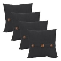 Jordan Manufacturing 17" x 17" Sorvino Ash Dark Gray Crosshatch Square Outdoor Throw Pillow with 3 Coconut Buttons (4 Pack)