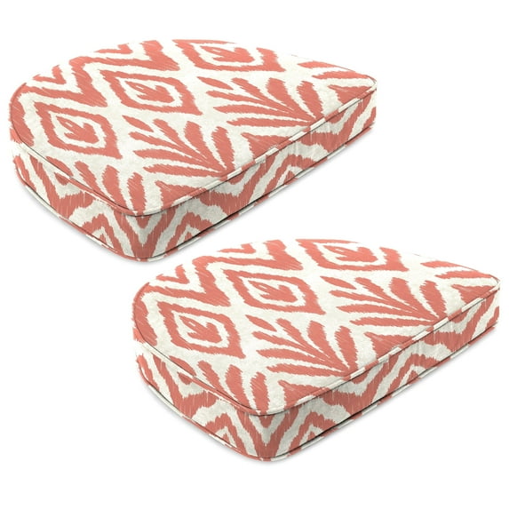 Jordan Manufacturing 17" x 18.5" Tinker Suntan Coral Ikat Rectangular Contoured Outdoor Chair Pad Seat Cushion with Welt (2 Pack)