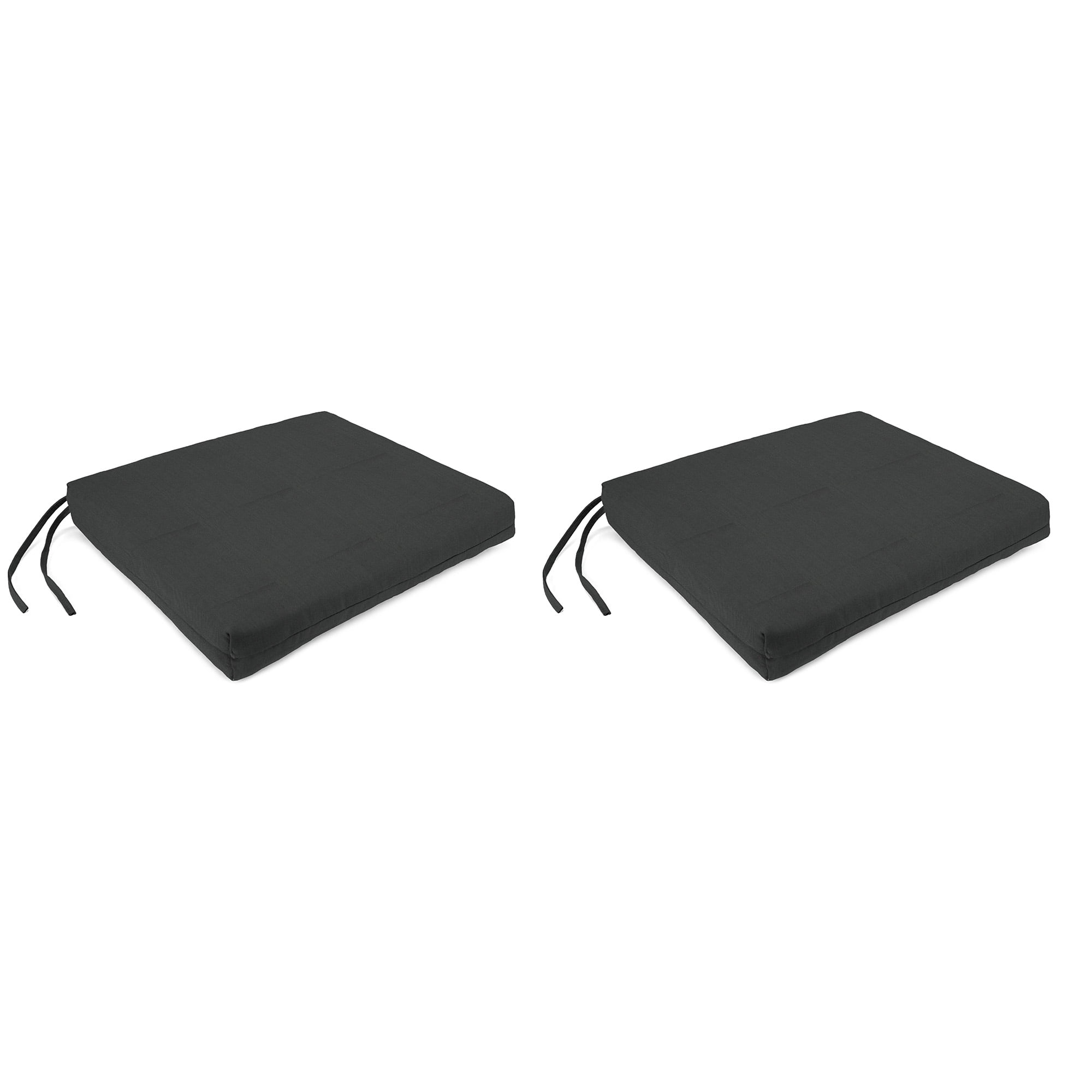 Jordan Manufacturing 17" x 19" Canvas Charcoal Solid Rectangular Outdoor Chair Pad Seat Cushion with Ties (2 Pack)