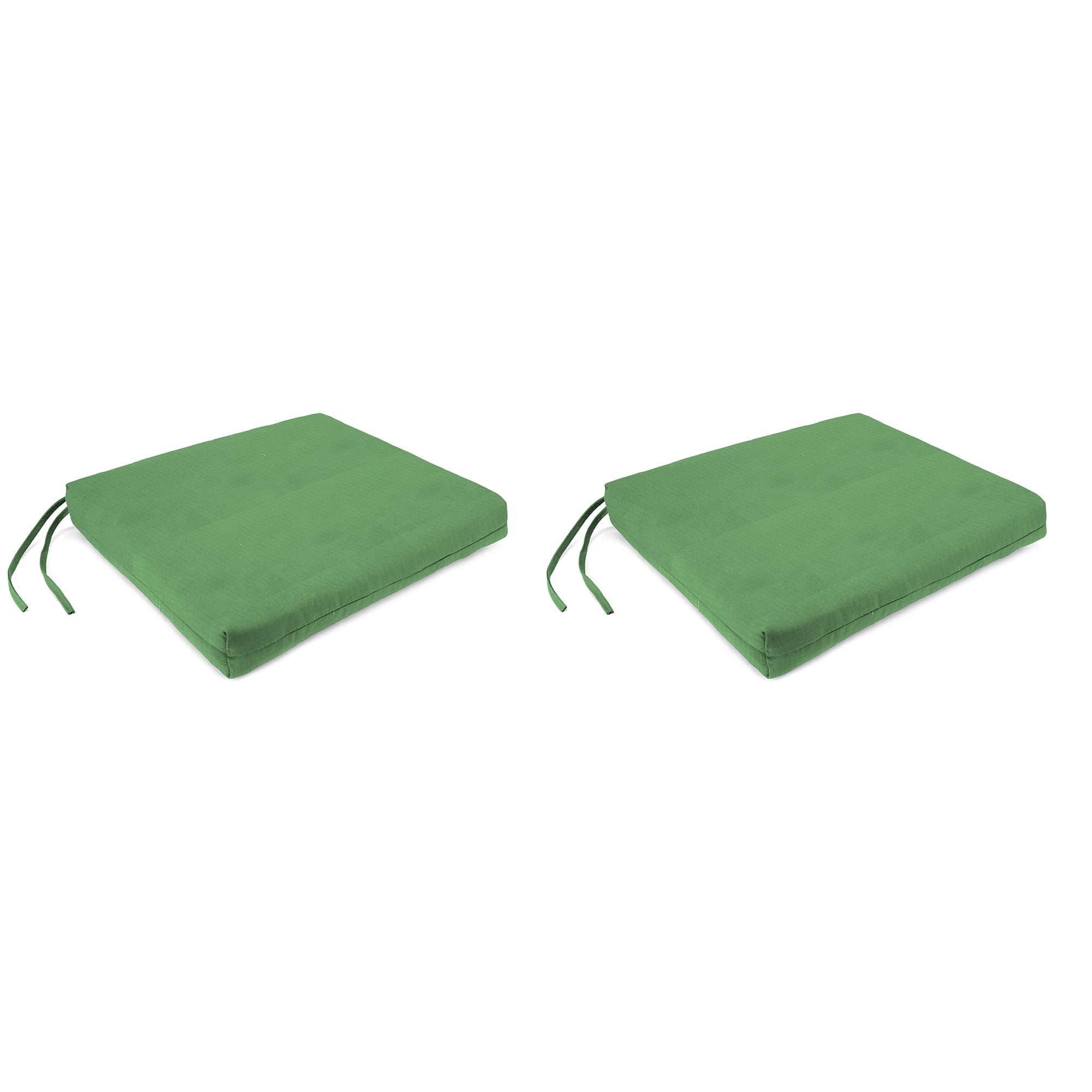 Jordan Manufacturing 17" x 19" Canvas Cucumber Green Solid Rectangular Outdoor Chair Pad Seat Cushion with Ties (2 Pack)