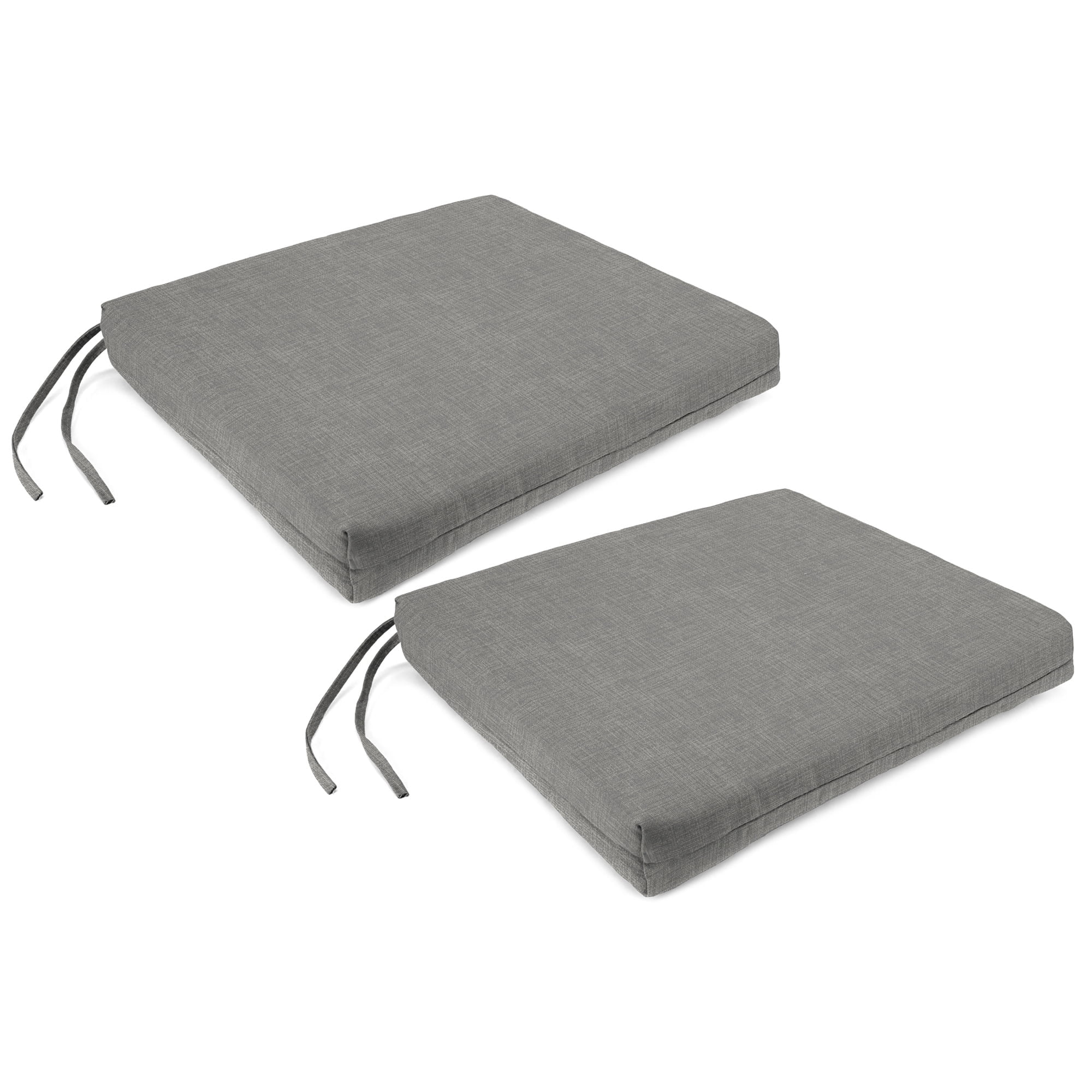Jordan Manufacturing 17" x 19" Celosia Graphite Gray Crosshatch Rectangular Outdoor Chair Pad Seat Cushion with Ties (2 Pack)