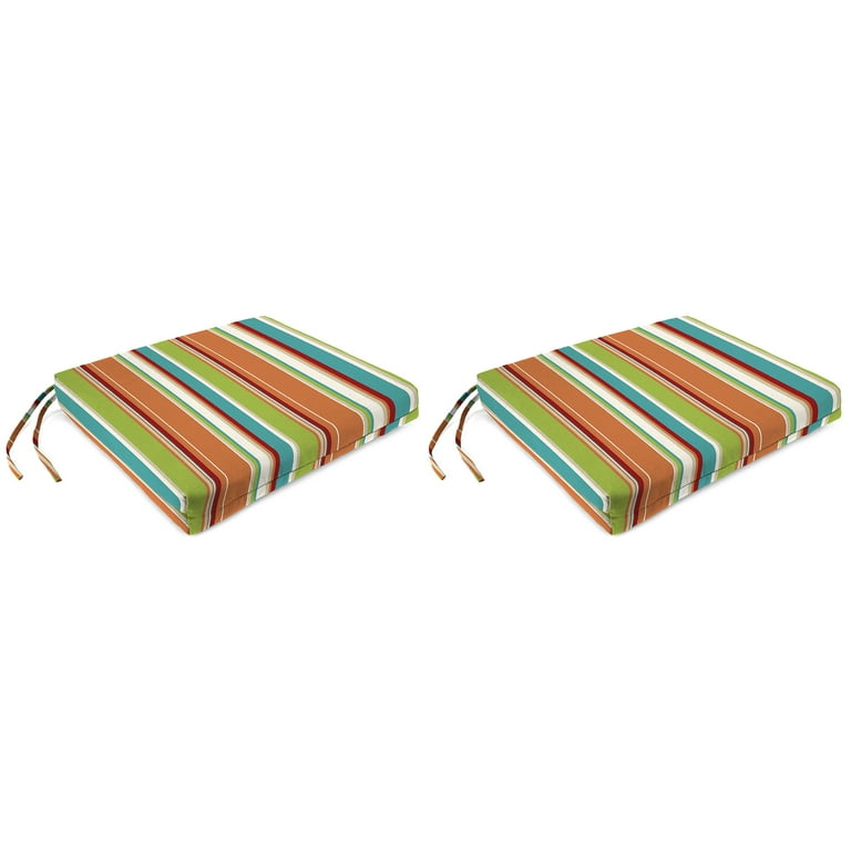 Jordan Manufacturing 17 x 19 Covert Breeze Multicolor Stripe Rectangular Outdoor Chair Pad Seat Cushion with Ties 2 Pack Walmart