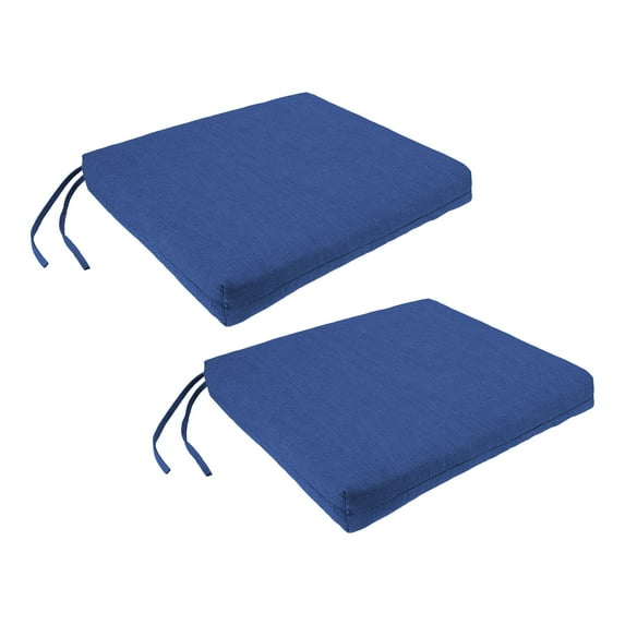 Jordan Manufacturing 17" x 19" Elwood Heather Blue Solid Rectangular Outdoor Chair Pad Seat Cushion with Ties (2 Pack)