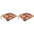 thumbnail image 1 of Jordan Manufacturing 17" x 19" Hixon Sunset Beige Leaves Rectangular Outdoor Chair Pad Seat Cushion with Ties (2 Pack), 1 of 14