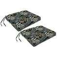 thumbnail image 1 of Jordan Manufacturing 17" x 19" Maryland Driftwood Black Leaves Rectangular Outdoor Chair Pad Seat Cushion with Ties (2 Pack), 1 of 11