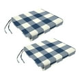 thumbnail image 1 of Jordan Manufacturing 17" x 19" Navy Buffalo Check Rectangular Outdoor Chair Pad Seat Cushion with Ties (2 Pack), 1 of 9