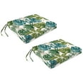 thumbnail image 1 of Jordan Manufacturing 17" x 19" Piermont Palm Multicolor Leaves Rectangular Outdoor Chair Pad Seat Cushion with Ties (2 Pack), 1 of 11