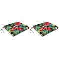 thumbnail image 1 of Jordan Manufacturing 17" x 19" Rani Citrus Black Tropical Rectangular Outdoor Chair Pad Seat Cushion with Ties (2 Pack), 1 of 11