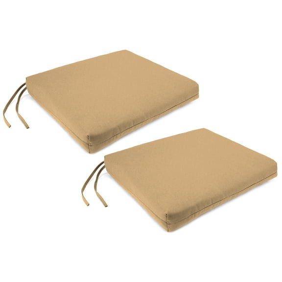 Jordan Manufacturing 17" x 19" Rave Birch Tan Solid Rectangular Outdoor Chair Pad Seat Cushion with Ties (2 Pack)