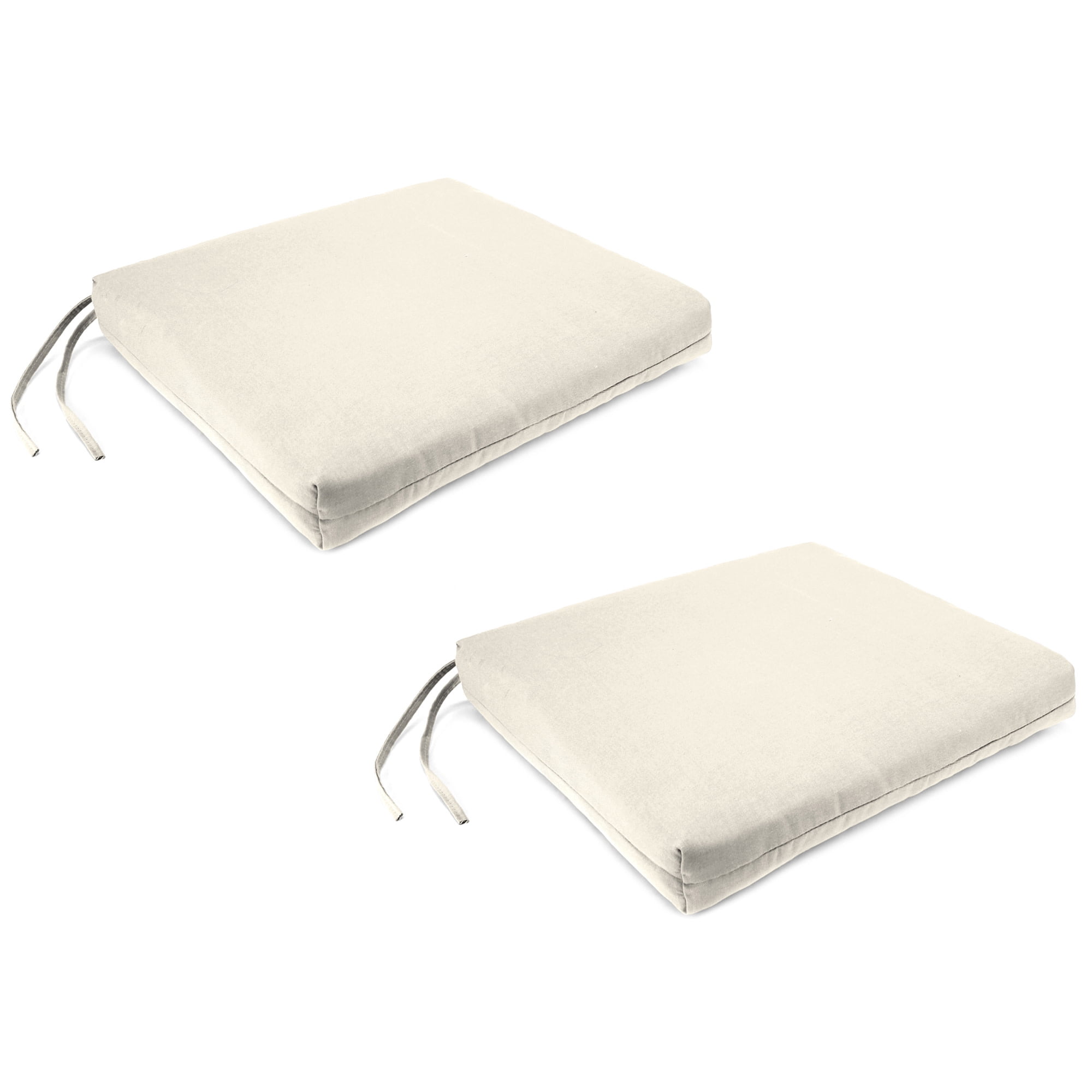 Jordan Manufacturing 17" x 19" Veranda Cream Solid Rectangular Outdoor Chair Pad Seat Cushion with Ties (2 Pack)