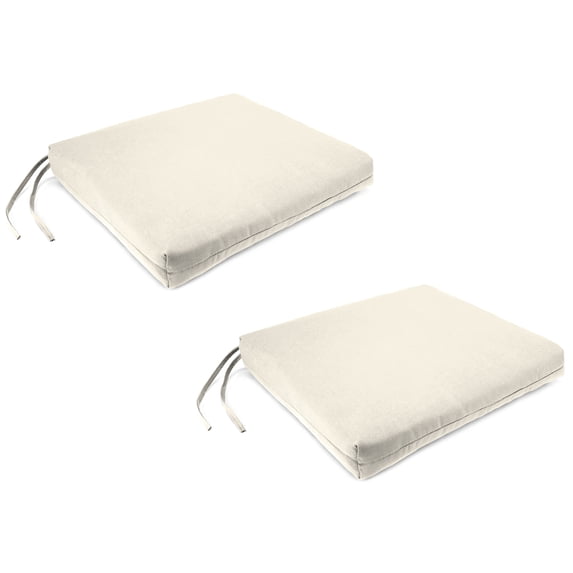 Jordan Manufacturing 17" x 19" Veranda Cream Solid Rectangular Outdoor Chair Pad Seat Cushion with Ties (2 Pack)