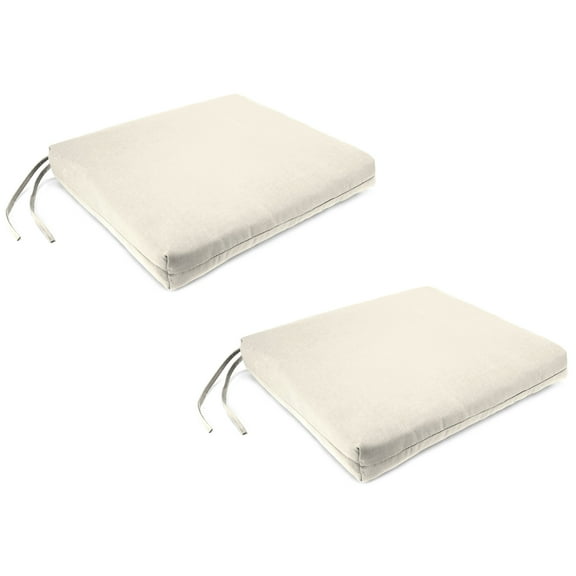 Jordan Manufacturing 17" x 19" Veranda Cream Solid Rectangular Outdoor Chair Pad Seat Cushion with Ties (2 Pack)