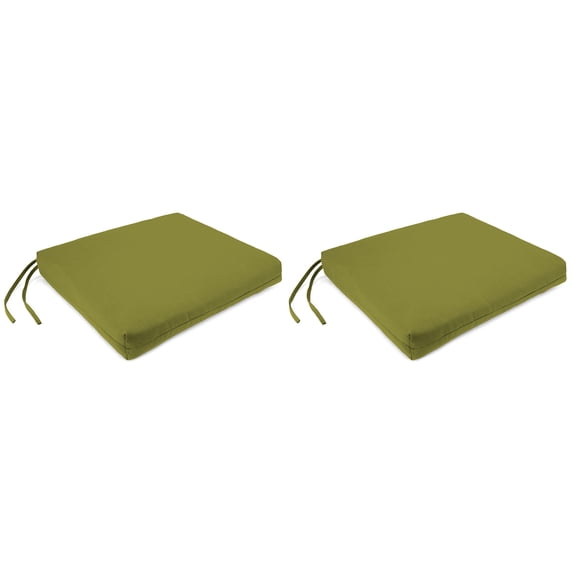 Jordan Manufacturing 17" x 19" Veranda Kiwi Green Solid Rectangular Outdoor Chair Pad Seat Cushion with Ties (2 Pack)