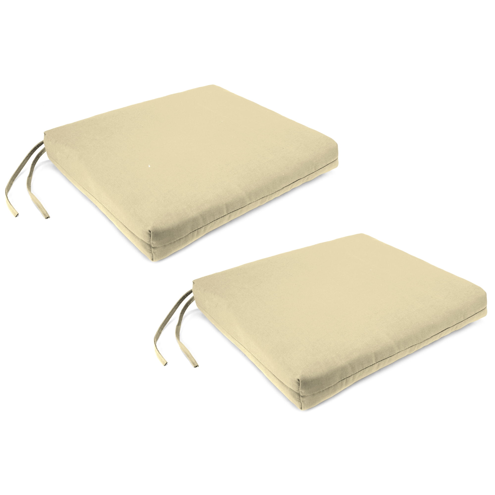 Jordan Manufacturing 17" x 19" Veranda Tan Solid Rectangular Outdoor Chair Pad Seat Cushion with Ties (2 Pack)