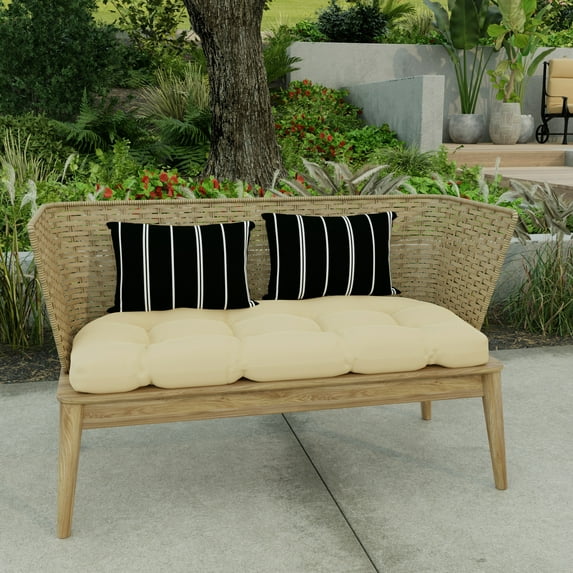 Jordan Manufacturing 18" x 12" Black Stripe Outdoor Lumbar Throw Pillow (Set of 2)