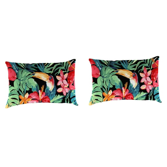 Jordan Manufacturing 18" x 12" Rectangular Outdoor Throw Pillow (2 Pack) - 12'' L x 18'' W x 4'' H Rani Citrus