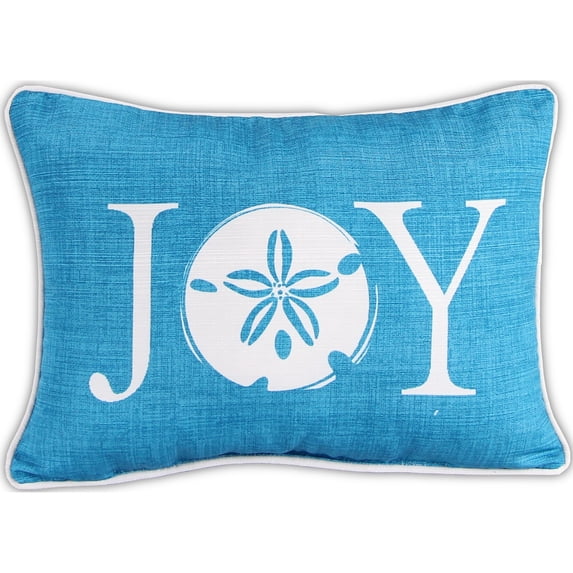 Jordan Manufacturing 18" x 13" Aqua Joy Sand Dollar Holiday Rectangular Reversible Decorative Lumbar Throw Pillow with Welt