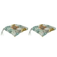 thumbnail image 1 of Jordan Manufacturing 18" x 17" Bridget Carmel Aqua Floral Rectangular Tufted Outdoor Wicker Seat Cushion with Ties (2 Pack), 1 of 11
