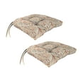 thumbnail image 1 of Jordan Manufacturing 18" x 17" Rustique Barley Beige Damask Rectangular Tufted Outdoor Wicker Seat Cushion with Ties (2 Pack), 1 of 10