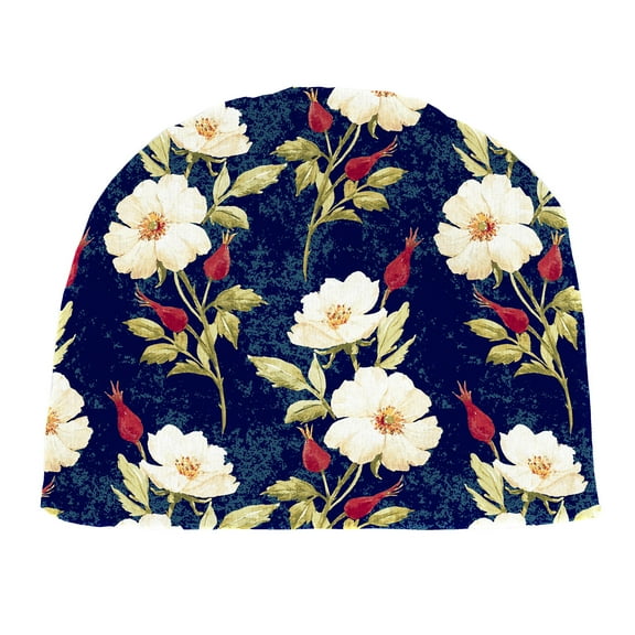 Jordan Manufacturing 18" x 18.5" Rose Garden Navy Floral Square Contoured Outdoor Chair Pad Seat Cushion