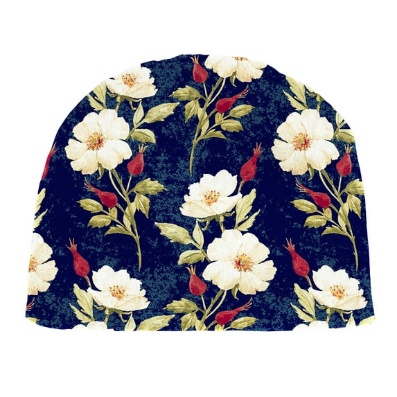 Jordan Manufacturing 18" x 18.5" Rose Garden Navy Floral Square Contoured Outdoor Chair Pad Seat Cushion