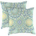 thumbnail image 1 of Jordan Manufacturing 18" x 18" Alonzo Fresco Blue and Green Medallion Square Outdoor Throw Pillow (2 Pack), 1 of 10