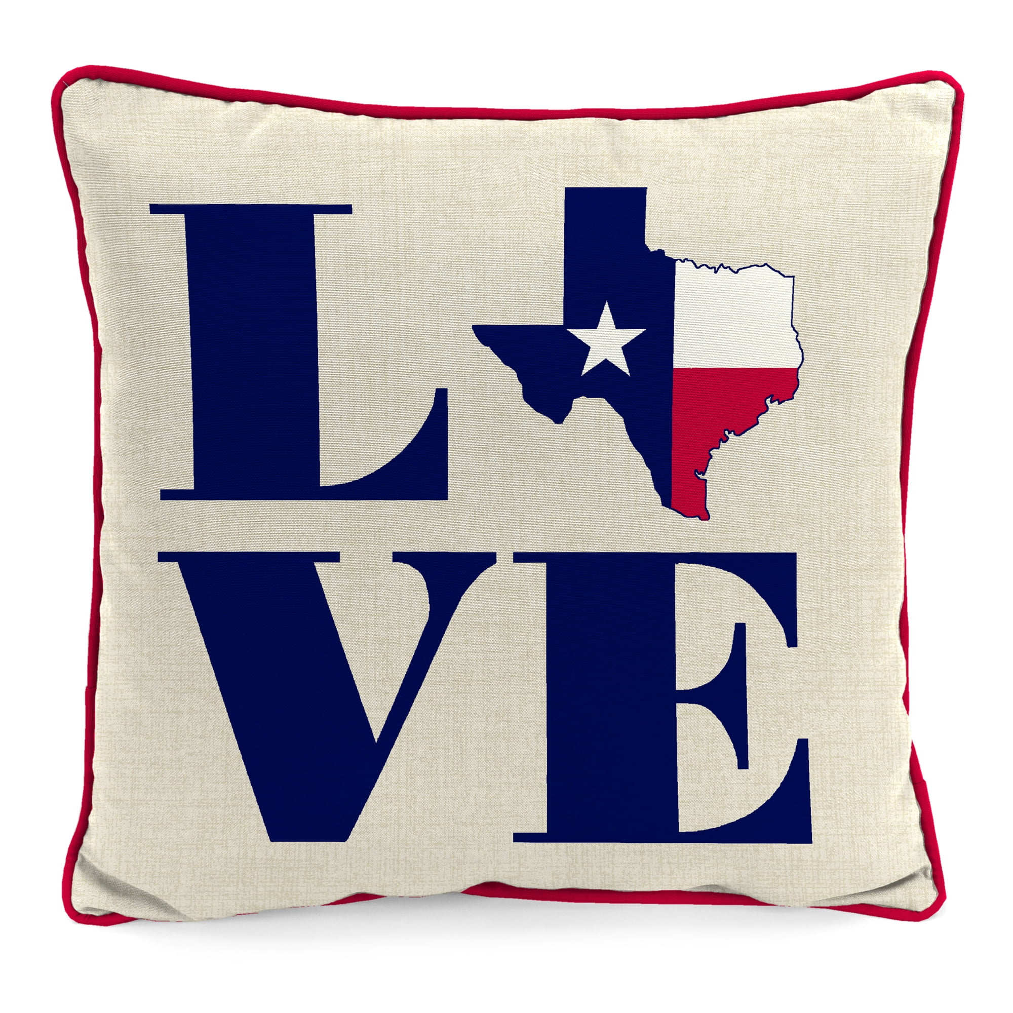 Jordan Manufacturing 18" x 18" Beige Love Texas Outdoor Throw Pillow