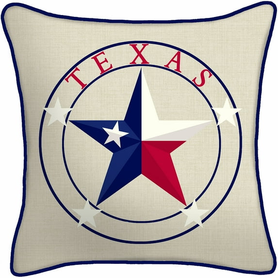 Jordan Manufacturing 18" x 18" Beige Texas Star Outdoor Throw Pillow