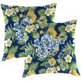 thumbnail image 1 of Jordan Manufacturing 18" x 18" Binessa Lapis Blue Floral Square Outdoor Throw Pillow (2 Pack), 1 of 10