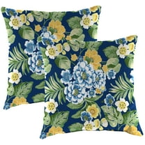 Jordan Manufacturing 18" x 18" Binessa Lapis Blue Floral Square Outdoor Throw Pillow (2 Pack)