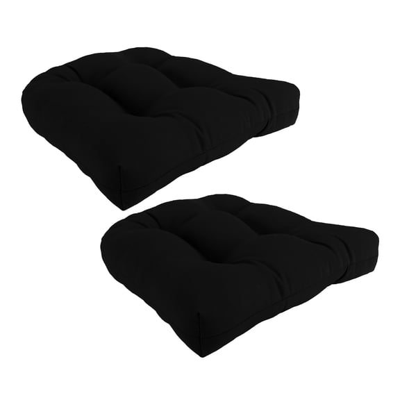 Jordan Manufacturing 18" x 18" Black Solid Square Tufted Contoured Outdoor Wicker Seat Cushion (2 Pack)