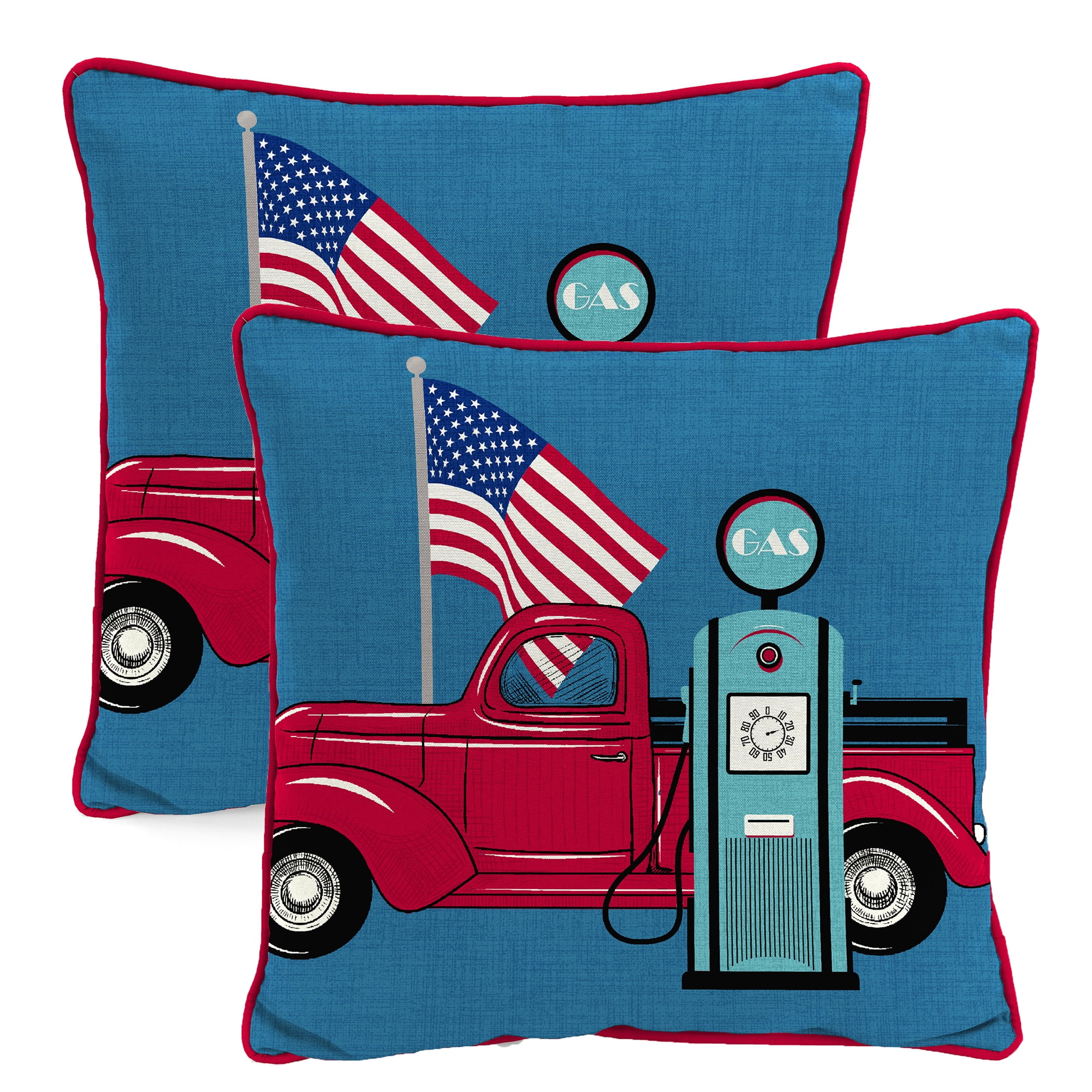 Jordan Manufacturing 18" x 18" Blue Flag Truck Outdoor Throw Pillow (2-Pack)