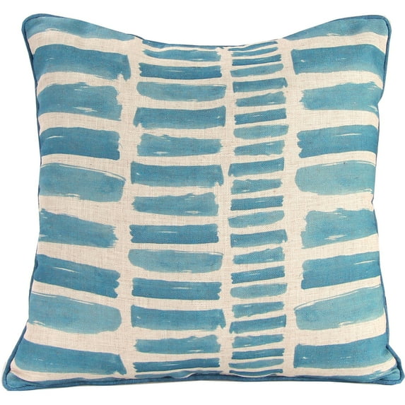 Jordan Manufacturing 18" x 18" Blue and Cream Block Abstract Square Decorative Throw Pillow with Welt