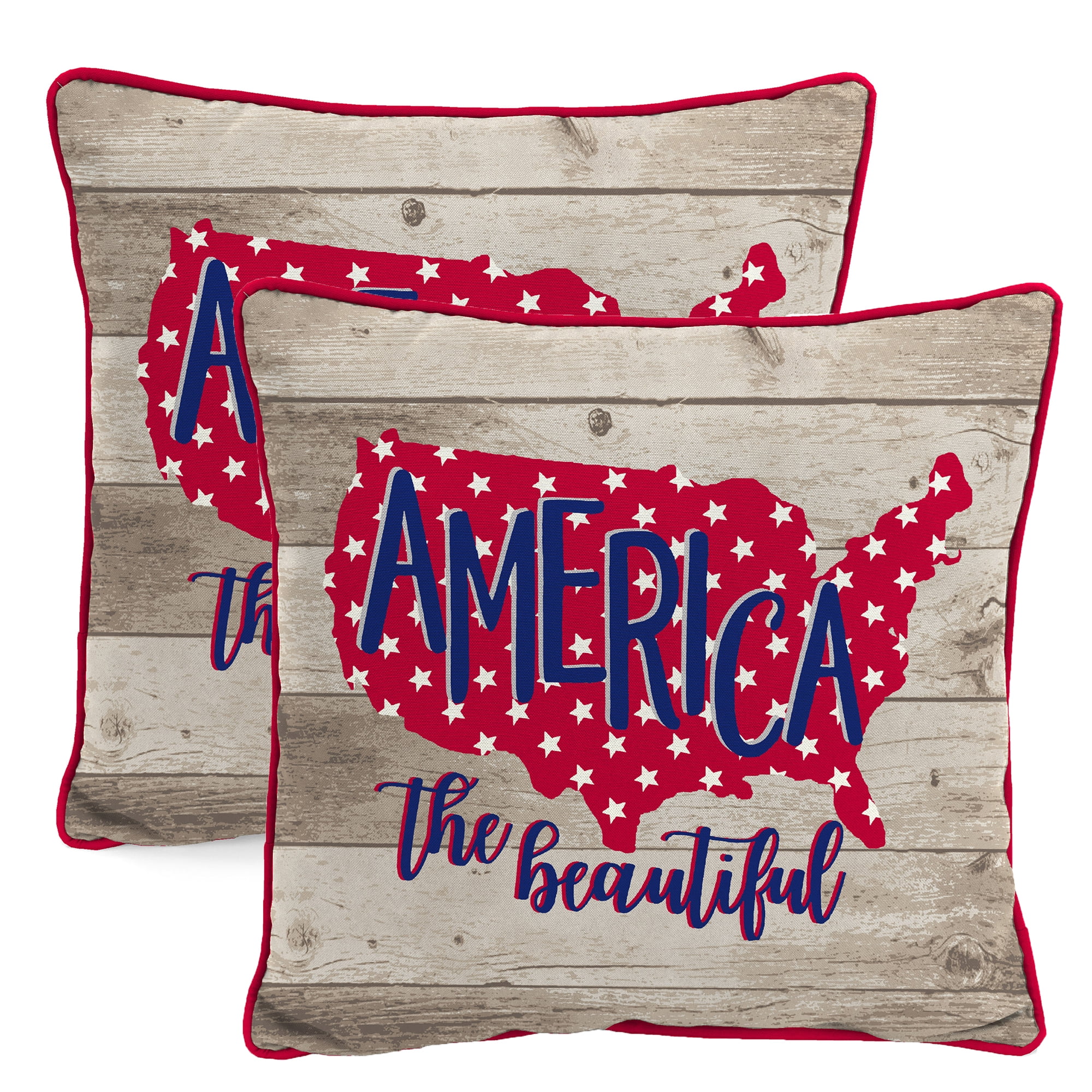 Jordan Manufacturing 18" x 18" Brown the Beautiful Wood Outdoor Throw Pillow (2-Pack)