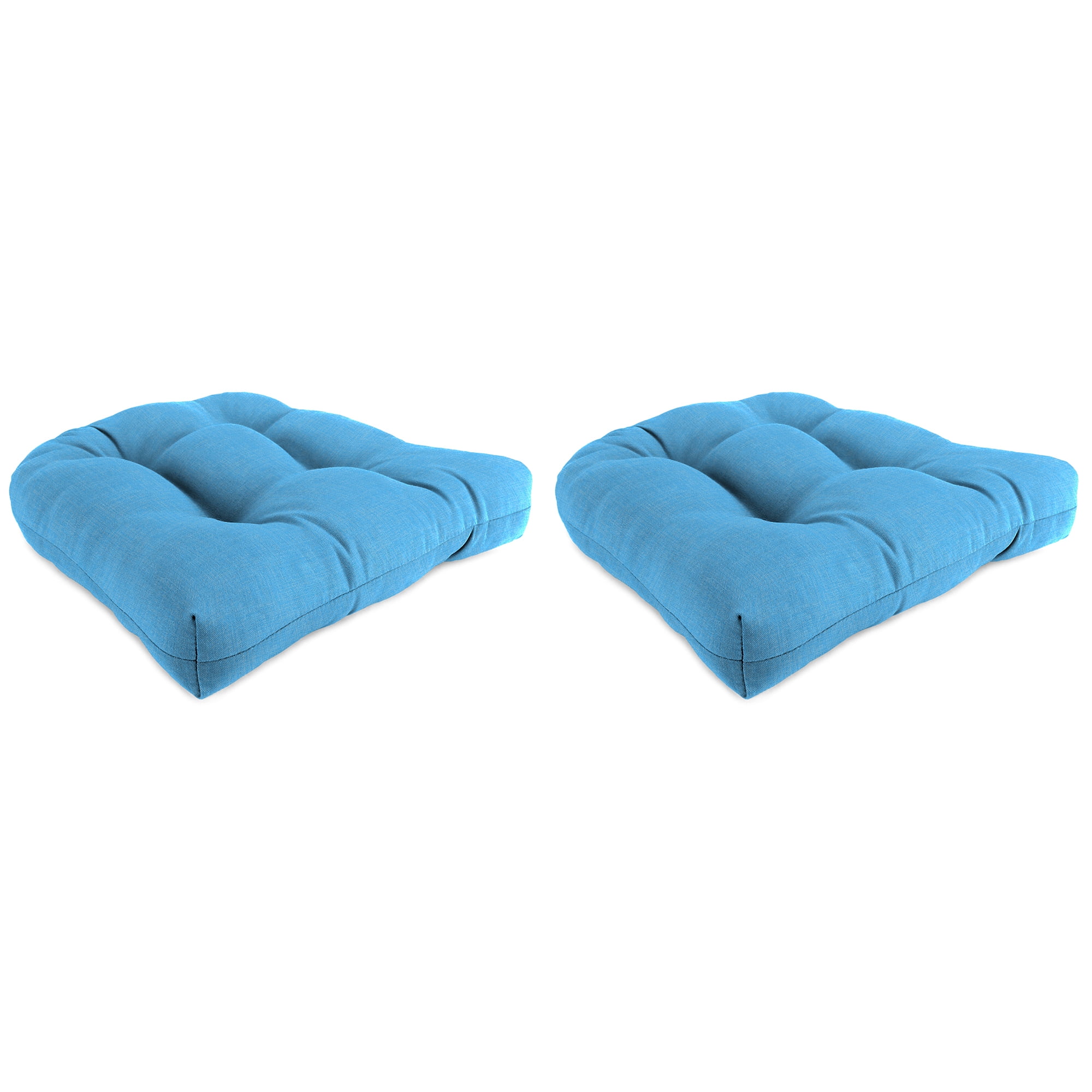 Jordan Manufacturing 18" x 18" Celosia Ice Blue Solid Square Tufted Contoured Outdoor Wicker Seat Cushion (2 Pack)