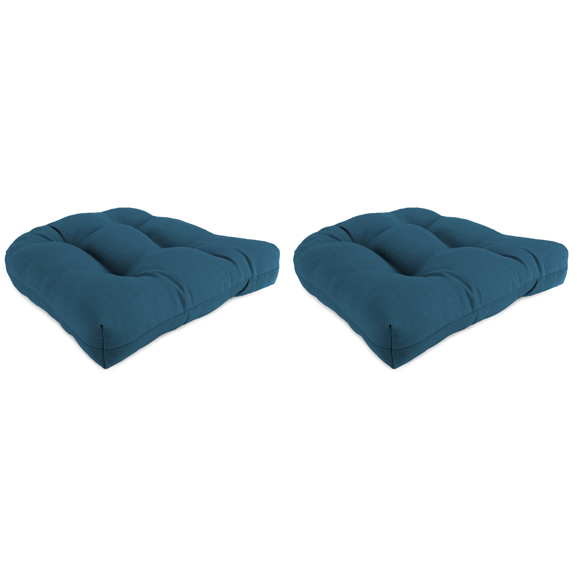 Jordan Manufacturing 18" x 18" Celosia Legion Blue Solid Square Tufted Contoured Outdoor Wicker Seat Cushion (2 Pack)