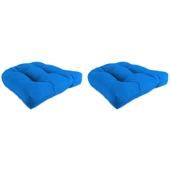 Jordan Manufacturing 18" x 18" Celosia Princess Blue Crosshatch Square Tufted Contoured Outdoor Wicker Seat Cushion (2 Pack)