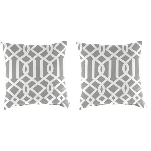 Jordan Manufacturing 18" x 18" Chauncey Pumice Gray Geometric Square Outdoor Throw Pillow (2 Pack)