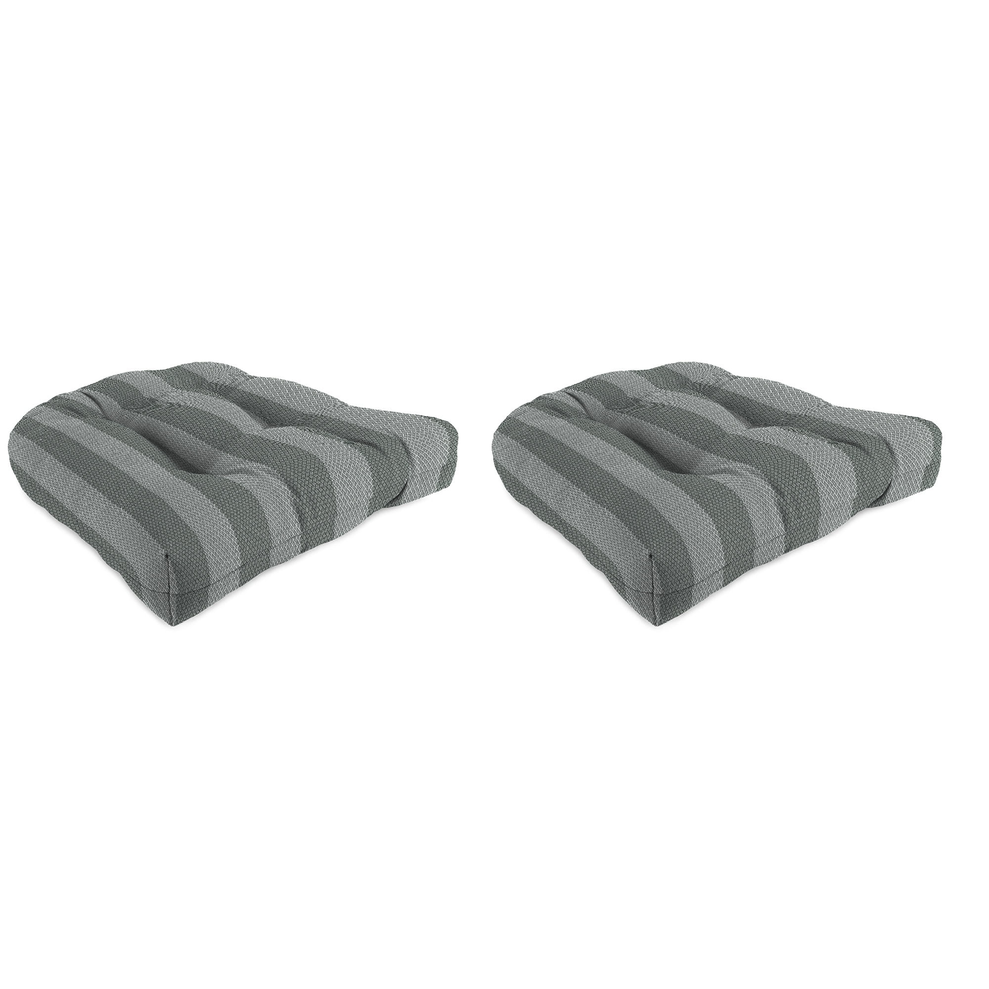 Jordan Manufacturing 18" x 18" Conway Smoke Grey Stripe Square Tufted Contoured Outdoor Wicker Seat Cushion (2 Pack)