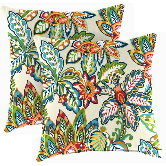 Jordan Manufacturing 18" x 18" Copeland Fiesta Multicolor Floral Square Outdoor Throw Pillow (2 Pack)