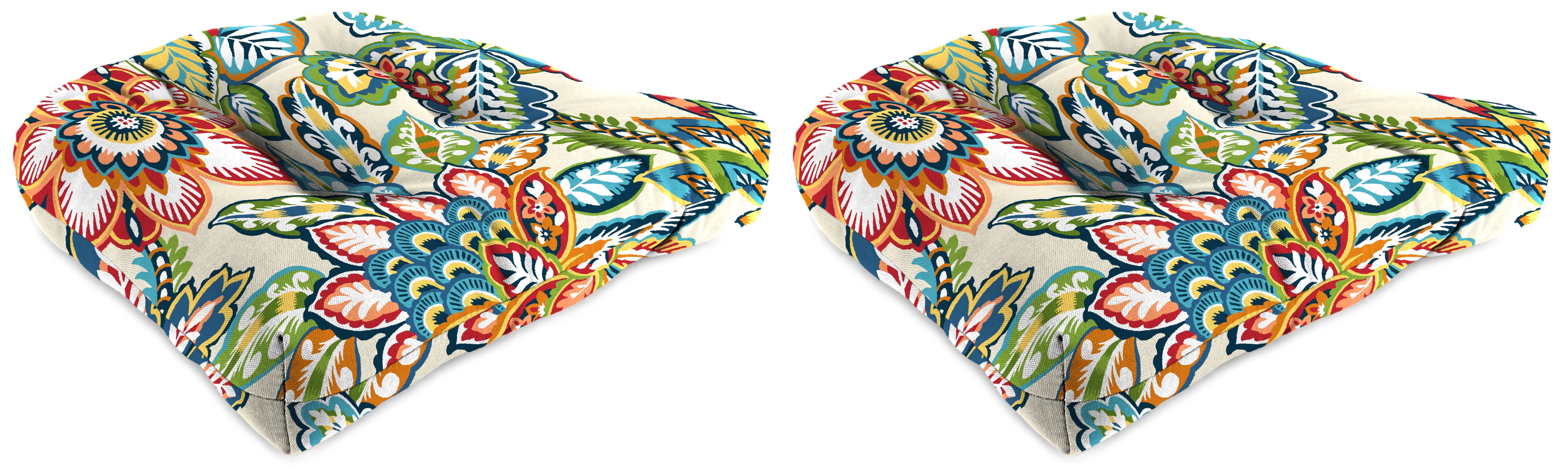 Jordan Manufacturing 18" x 18" Copeland Fiesta Multicolor Floral Square Tufted Outdoor Wicker Seat Cushions (2 Pack)