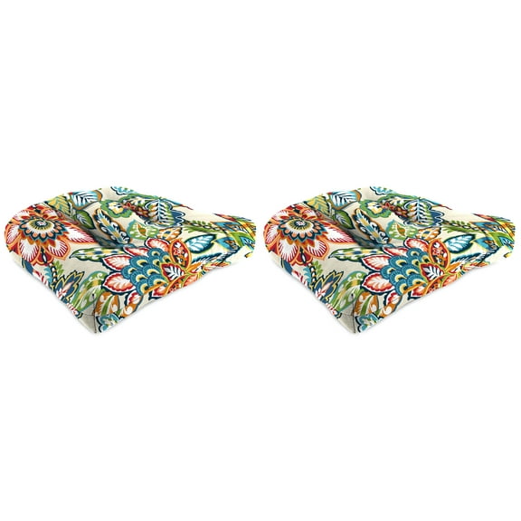 Jordan Manufacturing 18" x 18" Copeland Fiesta Multicolor Floral Square Tufted Outdoor Wicker Seat Cushions (2 Pack)