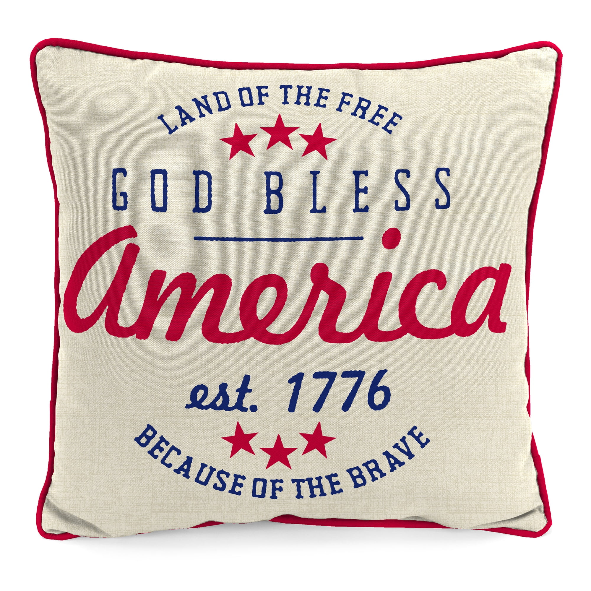 Jordan Manufacturing 18" x 18" Cream God Bless Outdoor Throw Pillow
